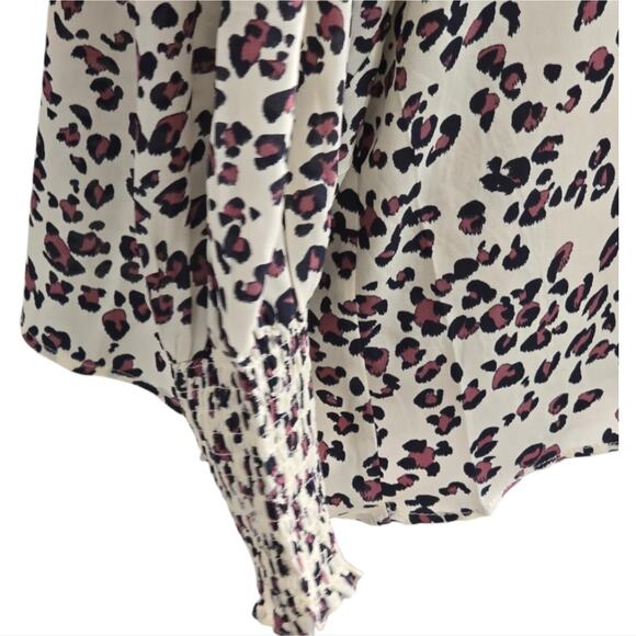 Zac & Rachel Leopard Print Long Puff Sleeve Ruffle Trim Shirt Plus Size 2X New! - Picture 5 of 8